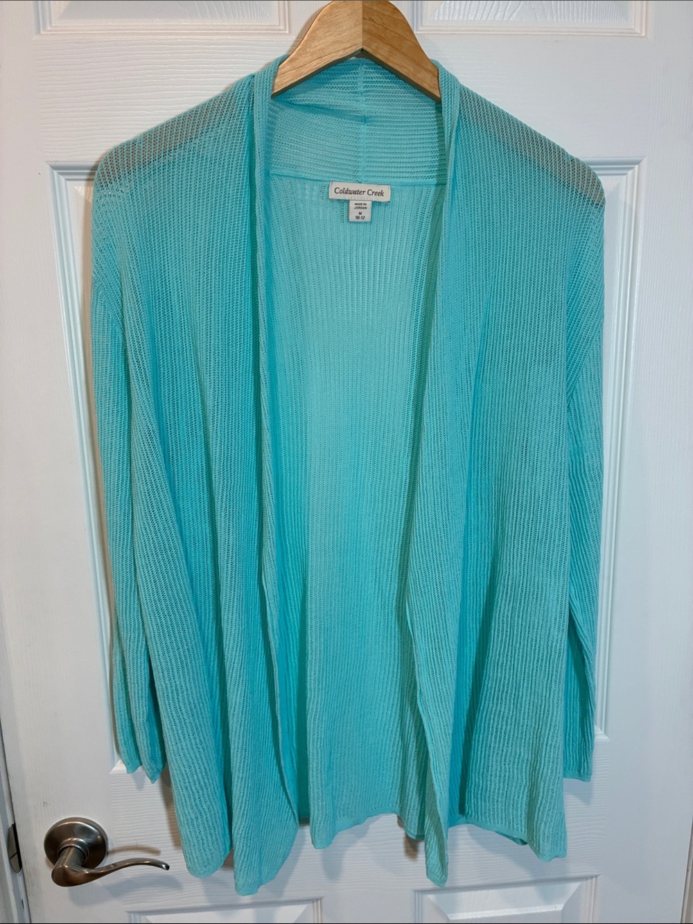 Coldwater Creek Aqua Open-Front Lightweight Cardigan